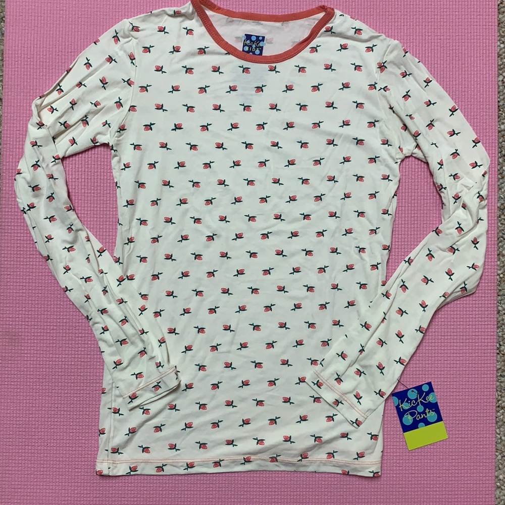 Kickee Pants size XL 12/14 long sleeve top in English rose